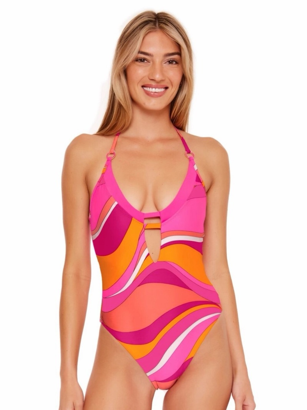 Trina Turk Pink and Orange Swirl One-Piece Swim